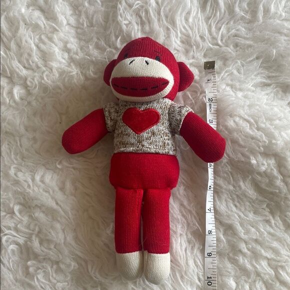 Red and White Sock Monkey Plush Toy - Picture 1 of 3